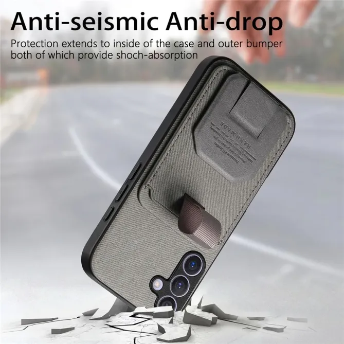 Coque Samsung Galaxy S26 Texture Tissu avec Porte-cartes et Support