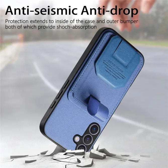 Coque Samsung Galaxy S26 Texture Tissu avec Porte-cartes et Support