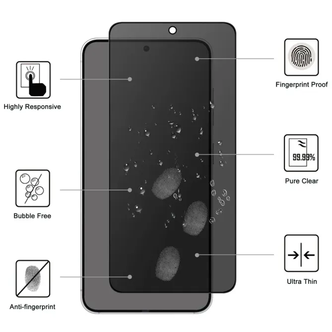 Protection écran Samsung Galaxy S26 Anti-Espion 2.5D Contour Noir