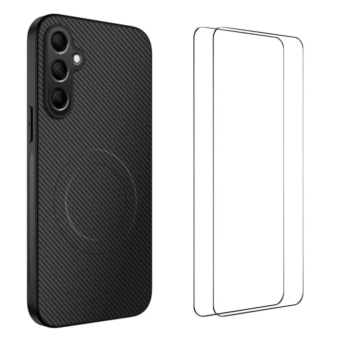 Coque Samsung Galaxy S26 Carbone MagSafe avec 2 Verres Trempés