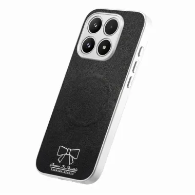Coque Xiaomi 17 Magnétique à Motif Nœud Papillon en Simili Cuir
