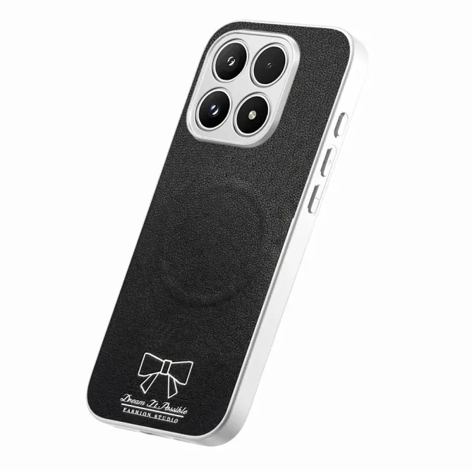 Coque Xiaomi 17 Magnétique à Motif Nœud Papillon en Simili Cuir