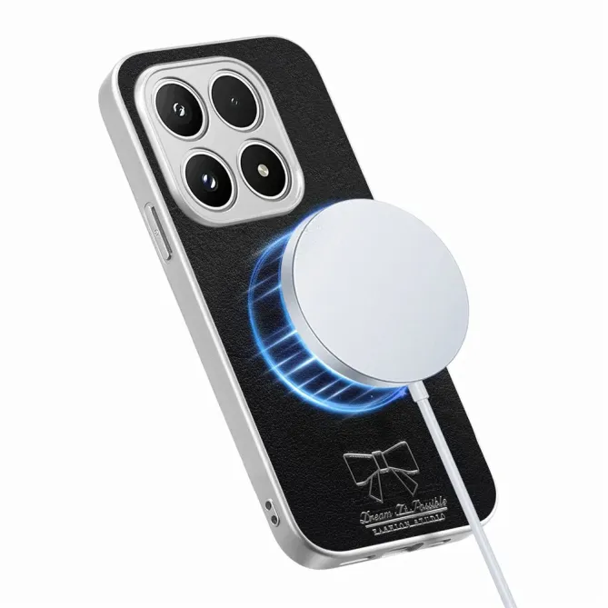 Coque Xiaomi 17 Magnétique à Motif Nœud Papillon en Simili Cuir