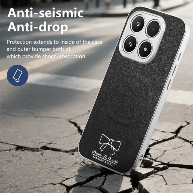 Coque Xiaomi 17 Magnétique à Motif Nœud Papillon en Simili Cuir