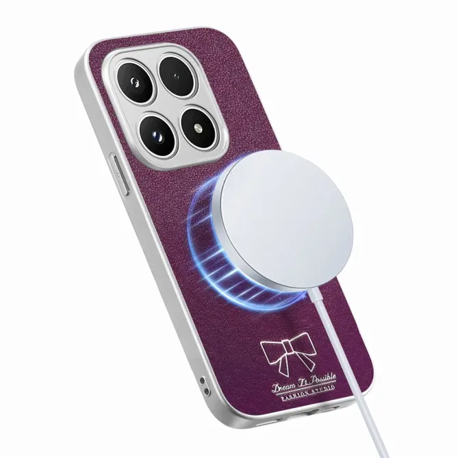 Coque Xiaomi 17 Magnétique à Motif Nœud Papillon en Simili Cuir