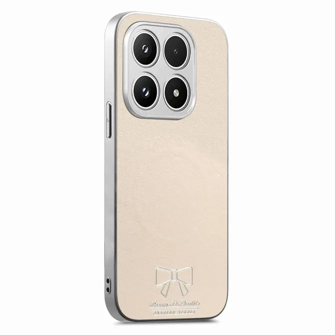 Coque Xiaomi 17 Magnétique à Motif Nœud Papillon en Simili Cuir