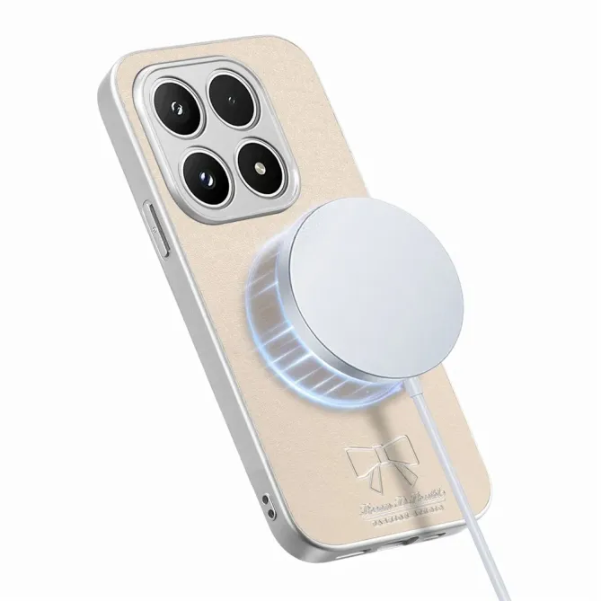 Coque Xiaomi 17 Magnétique à Motif Nœud Papillon en Simili Cuir