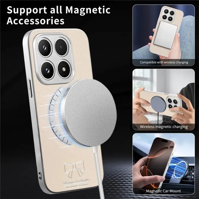 Coque Xiaomi 17 Magnétique à Motif Nœud Papillon en Simili Cuir