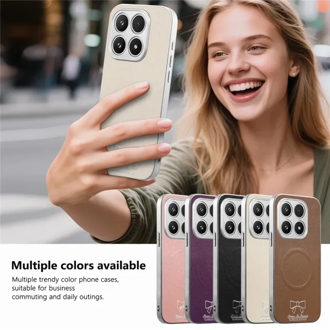 Coque Xiaomi 17 Magnétique à Motif Nœud Papillon en Simili Cuir
