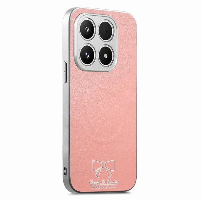 Coque Xiaomi 17 Magnétique à Motif Nœud Papillon en Simili Cuir