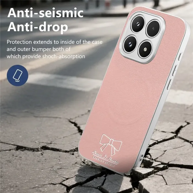 Coque Xiaomi 17 Magnétique à Motif Nœud Papillon en Simili Cuir