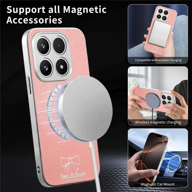 Coque Xiaomi 17 Magnétique à Motif Nœud Papillon en Simili Cuir