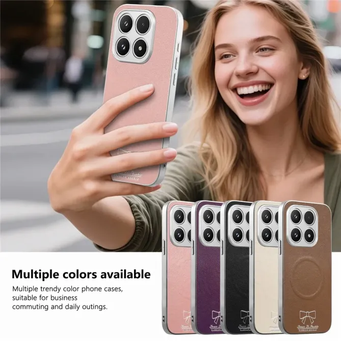 Coque Xiaomi 17 Magnétique à Motif Nœud Papillon en Simili Cuir