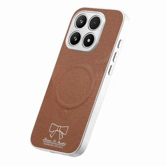 Coque Xiaomi 17 Magnétique à Motif Nœud Papillon en Simili Cuir