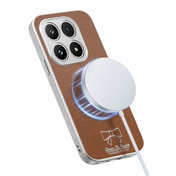 Coque Xiaomi 17 Magnétique à Motif Nœud Papillon en Simili Cuir