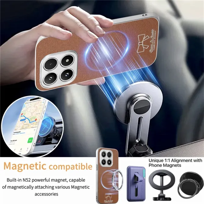 Coque Xiaomi 17 Magnétique à Motif Nœud Papillon en Simili Cuir