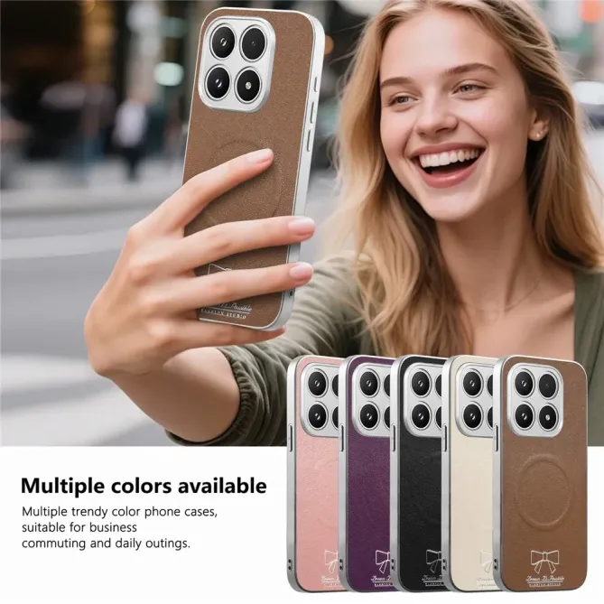 Coque Xiaomi 17 Magnétique à Motif Nœud Papillon en Simili Cuir