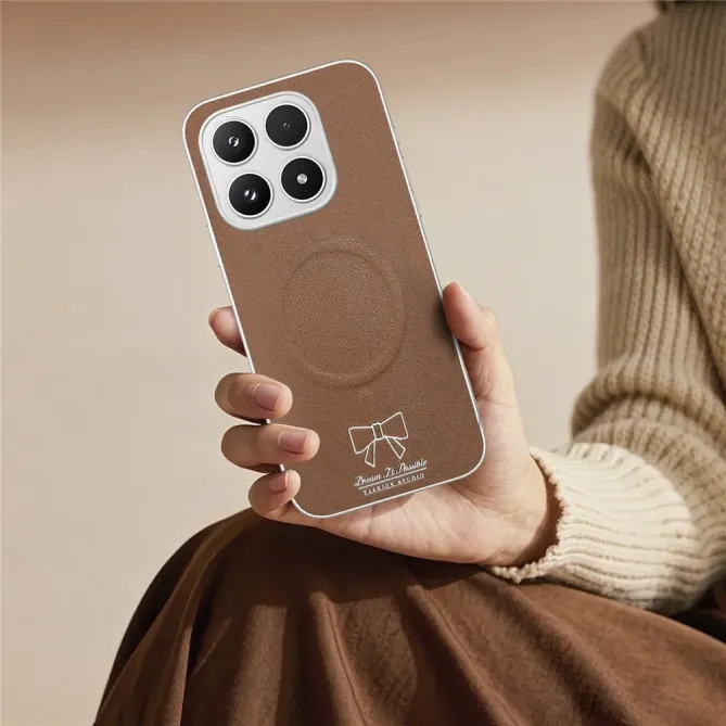 Coque Xiaomi 17 Magnétique à Motif Nœud Papillon en Simili Cuir