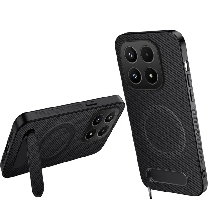 Coque Xiaomi 17 Magnétique Finition Carbone avec Support