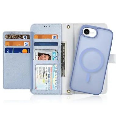 Housse iPhone 17e / 16e Cuir Véritable Détachable | LAWA Bleu clair - photo 24