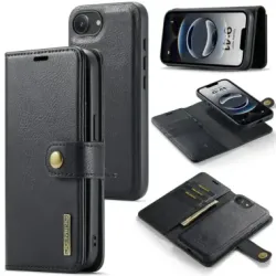Housse iPhone 17e / 16e DG.MING détachable en cuir véritable