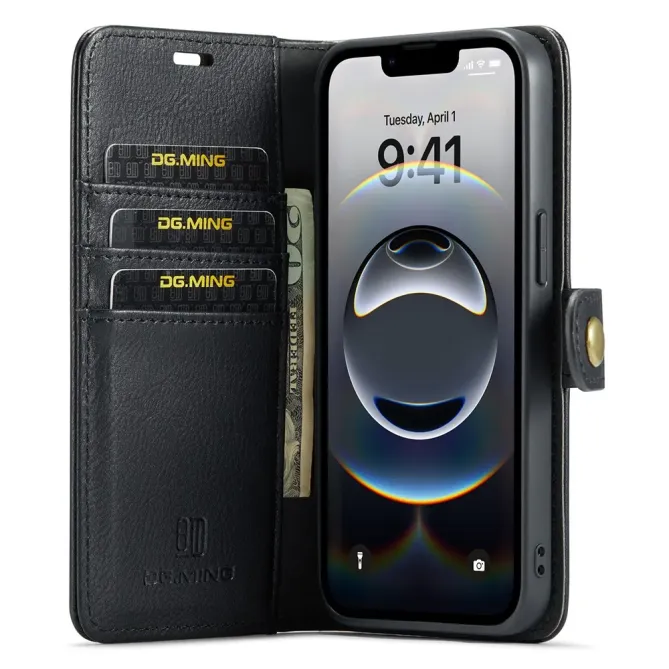 Housse iPhone 17e / 16e DG.MING détachable en cuir véritable