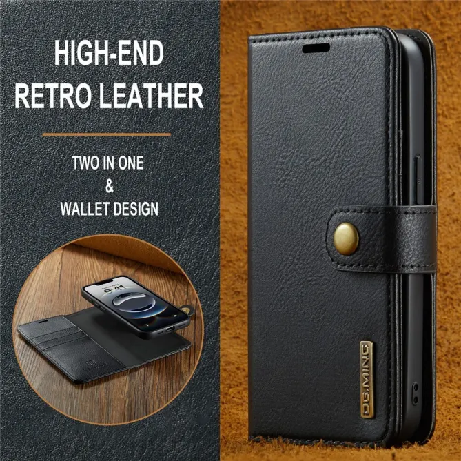 Housse iPhone 17e / 16e DG.MING détachable en cuir véritable