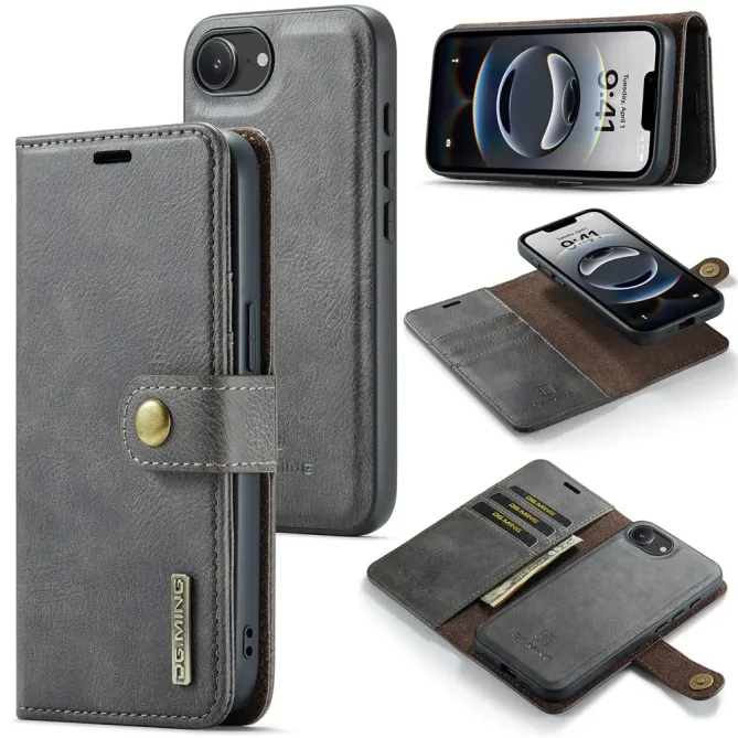 Housse iPhone 17e / 16e DG.MING détachable en cuir véritable