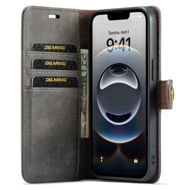 Housse iPhone 17e / 16e DG.MING détachable en cuir véritable Gris Foncé - photo 22