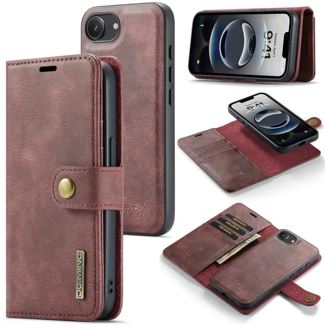 Housse iPhone 17e / 16e DG.MING détachable en cuir véritable