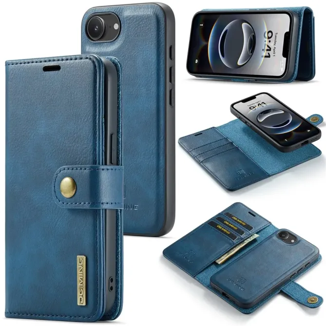 Housse iPhone 17e / 16e DG.MING détachable en cuir véritable