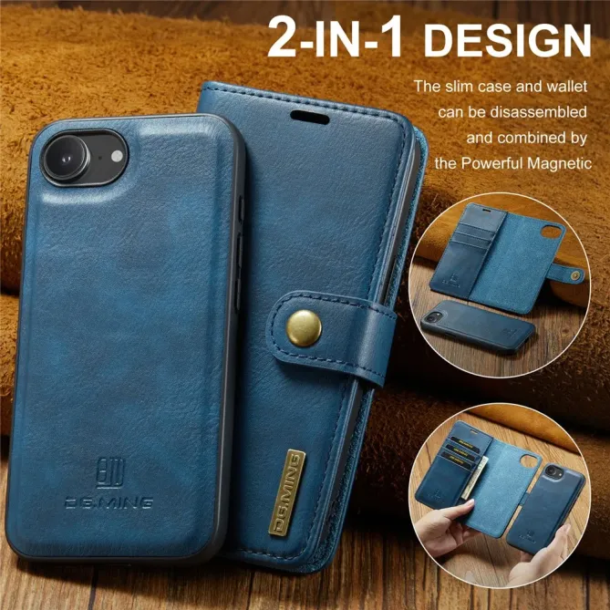 Housse iPhone 17e / 16e DG.MING détachable en cuir véritable