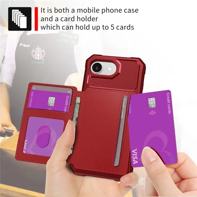 Coque iPhone 17e / 16e Porte-cartes Simili Cuir et TPU