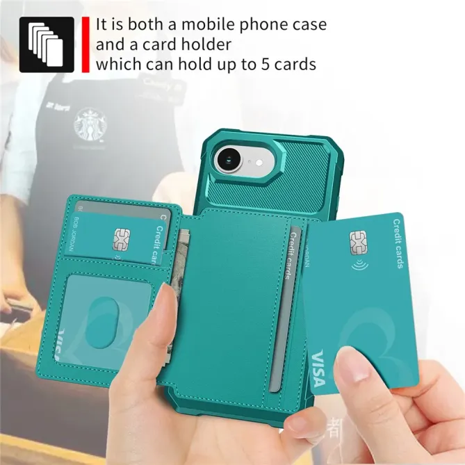 Coque iPhone 17e / 16e Porte-cartes Simili Cuir et TPU