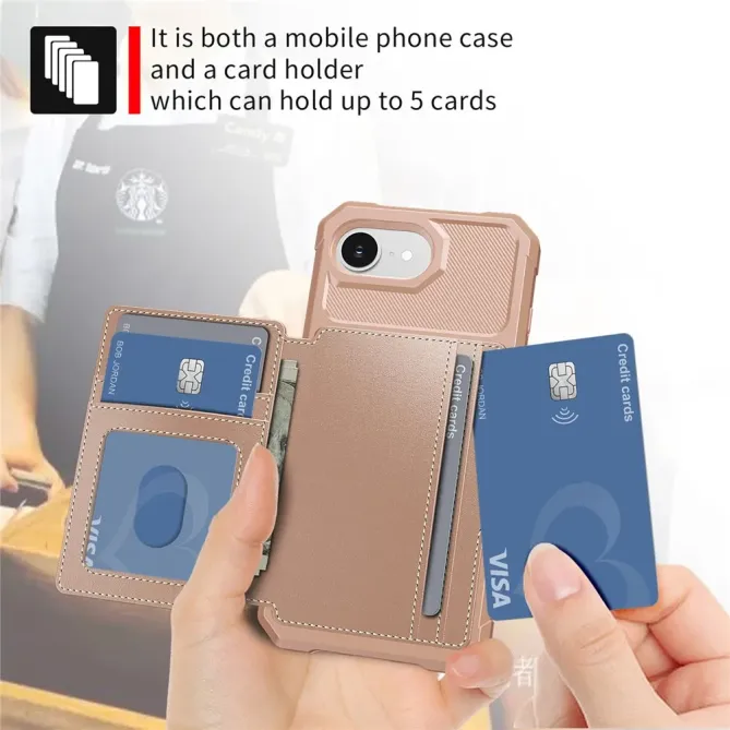 Coque iPhone 17e / 16e Porte-cartes Simili Cuir et TPU