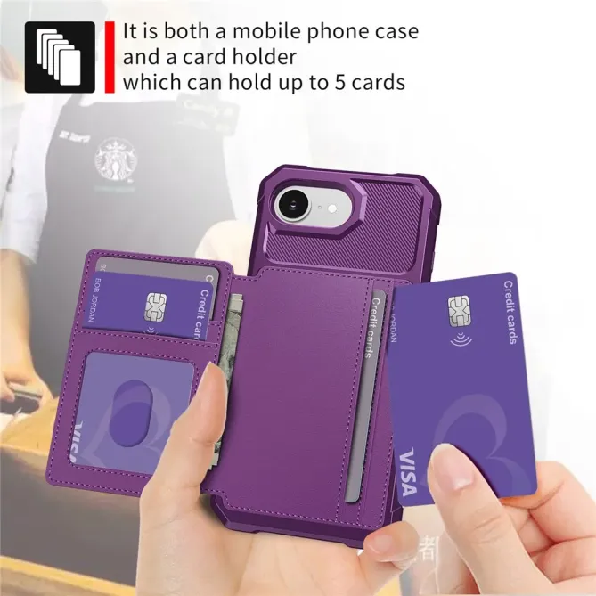 Coque iPhone 17e / 16e Porte-cartes Simili Cuir et TPU