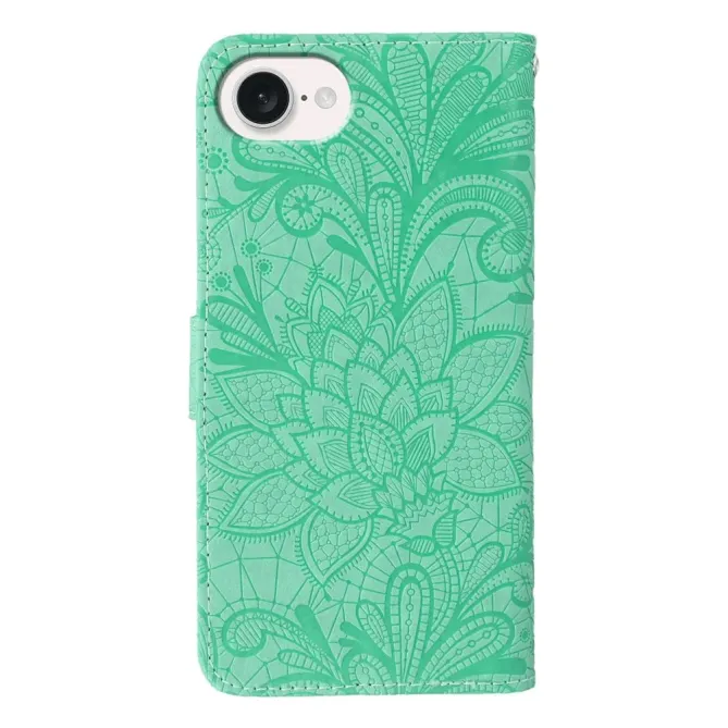 Housse iPhone 17e / 16e Fleurs Dentelle en Simili Cuir
