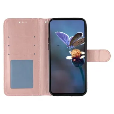 Housse iPhone 17e / 16e Fleurs Dentelle en Simili Cuir Or Rose - photo 7
