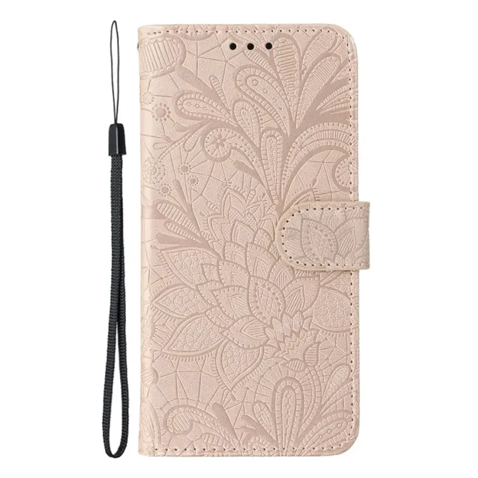 Housse iPhone 17e / 16e Fleurs Dentelle en Simili Cuir