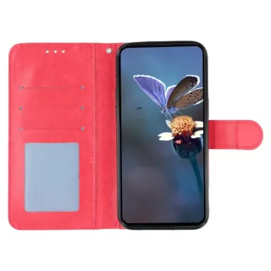 Housse iPhone 17e / 16e Fleurs Dentelle en Simili Cuir Rouge - photo 12