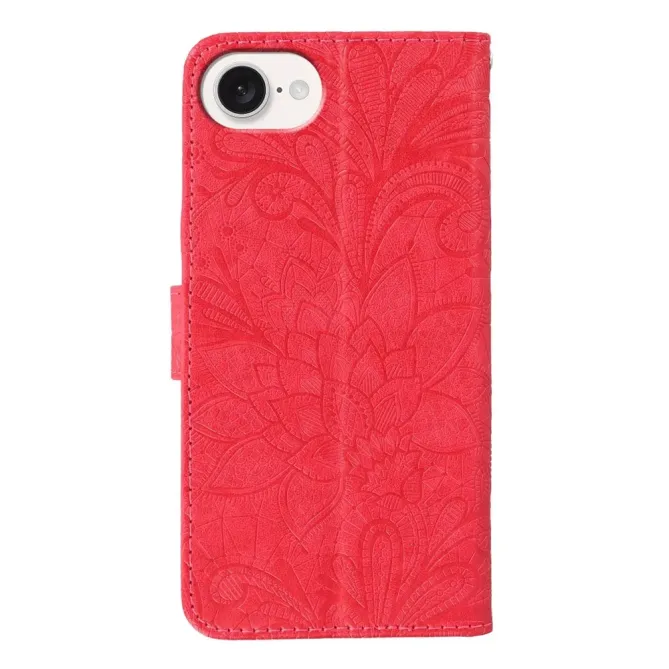 Housse iPhone 17e / 16e Fleurs Dentelle en Simili Cuir