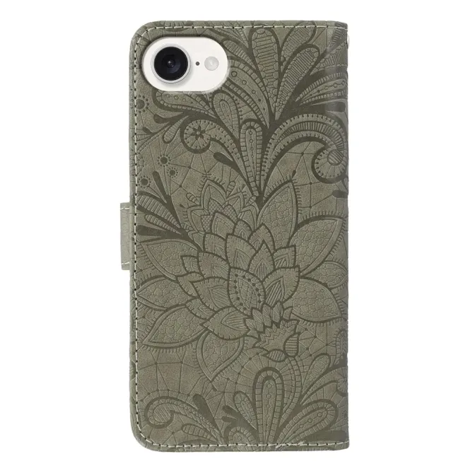 Housse iPhone 17e / 16e Fleurs Dentelle en Simili Cuir