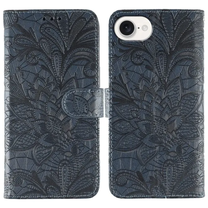 Housse iPhone 17e / 16e Fleurs Dentelle en Simili Cuir