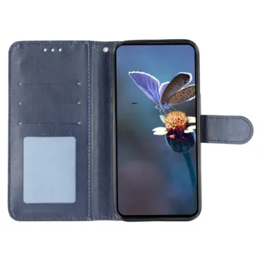 Housse iPhone 17e / 16e Fleurs Dentelle en Simili Cuir Bleu marine - photo 27
