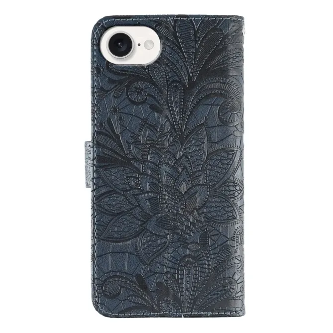 Housse iPhone 17e / 16e Fleurs Dentelle en Simili Cuir