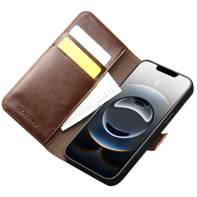 Housse iPhone 17e / 16e QIALINO en cuir véritable