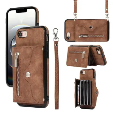 Coque iPhone 17e / 16e Portefeuille Bandoulière Anti-RFID