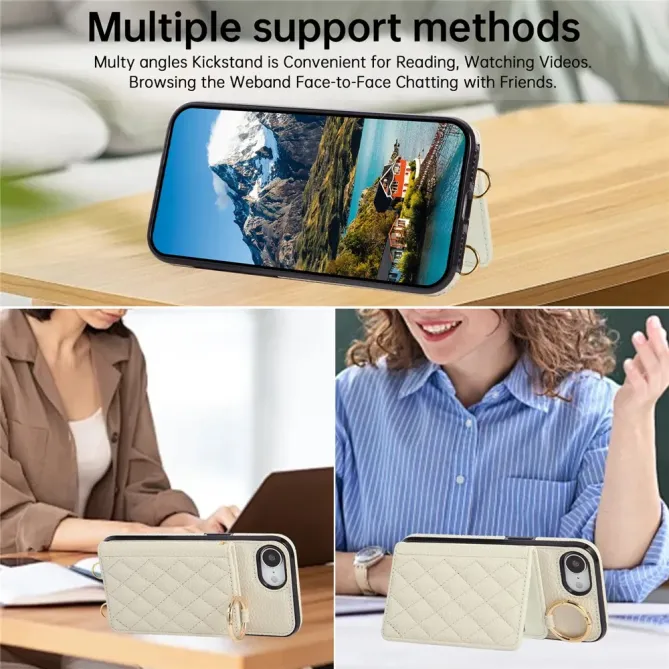 Coque iPhone 17e / 16e Portefeuille Bandoulière Matelassé