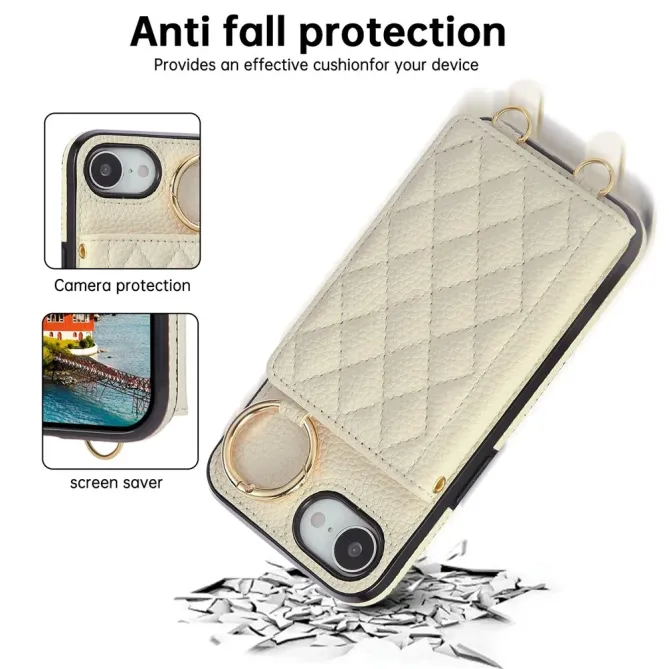 Coque iPhone 17e / 16e Portefeuille Bandoulière Matelassé