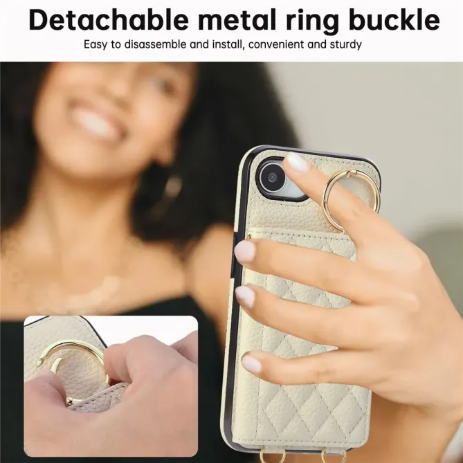 Coque iPhone 17e / 16e Portefeuille Bandoulière Matelassé